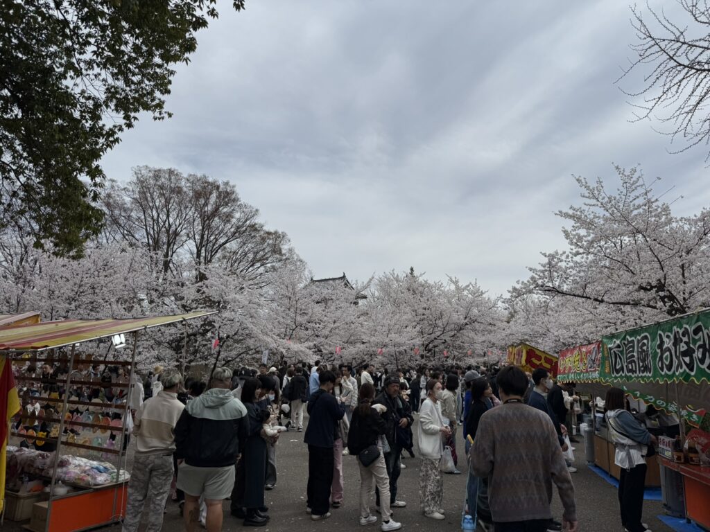上田城跡公園の屋台とソメイヨシノ