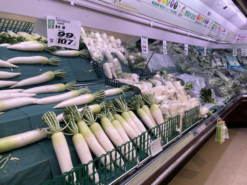 沢山並べられた大根